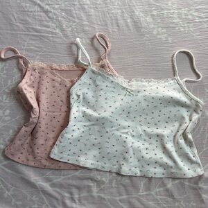 BOTH INCLUDED floral cropped tanktops (pink and white)